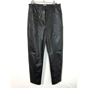 Aritzia Black Wilfred Rebel Vegan Faux Leather Pants‎ Side Pockets Size 10